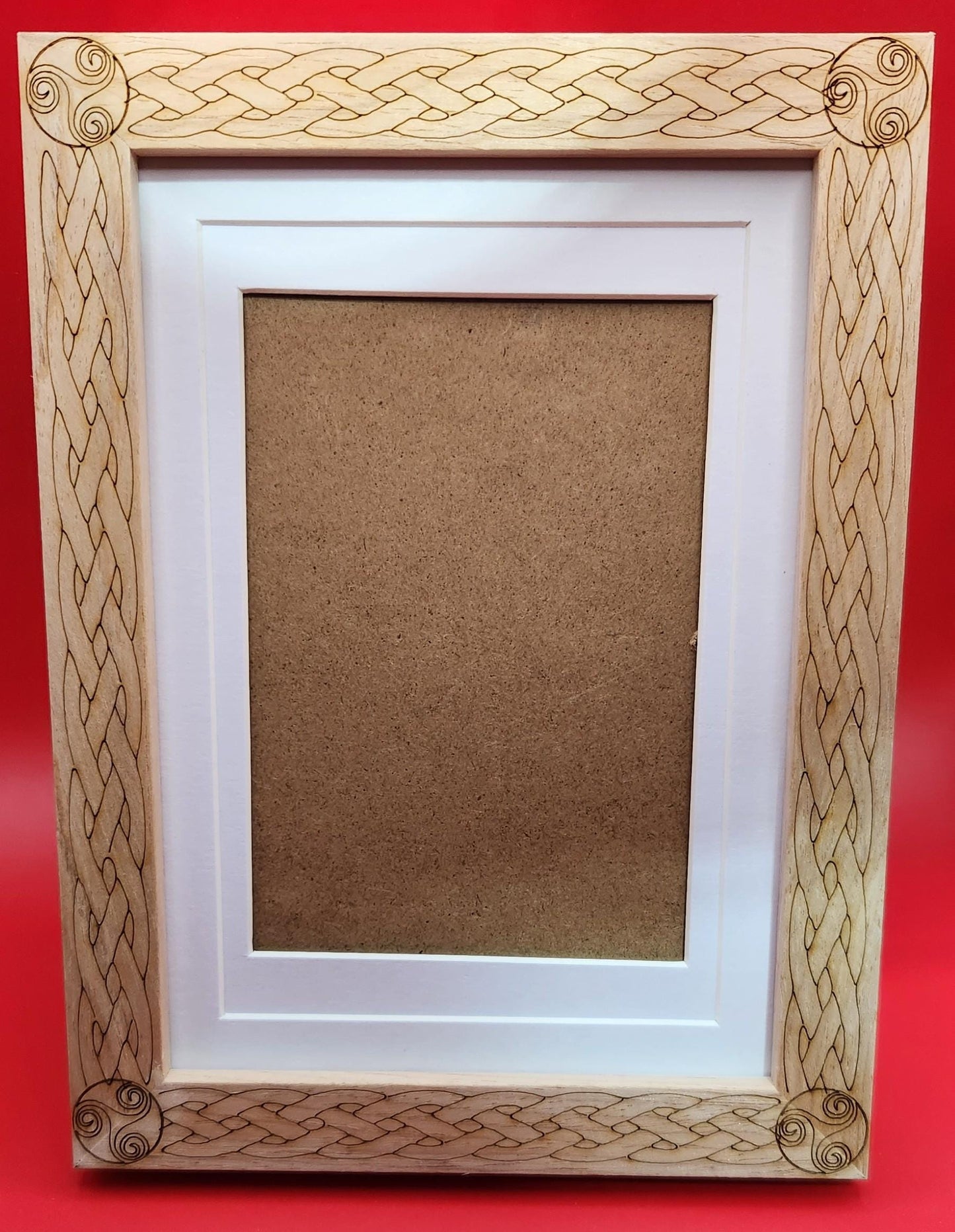 Celtic Triskelion/Flower/Triquetra Picture Frame for 5"x7" pictures, as well 3.5x5/4x6 with Mat