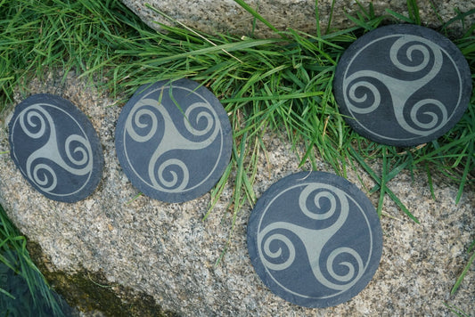 Celtic Triskelion slate coasters