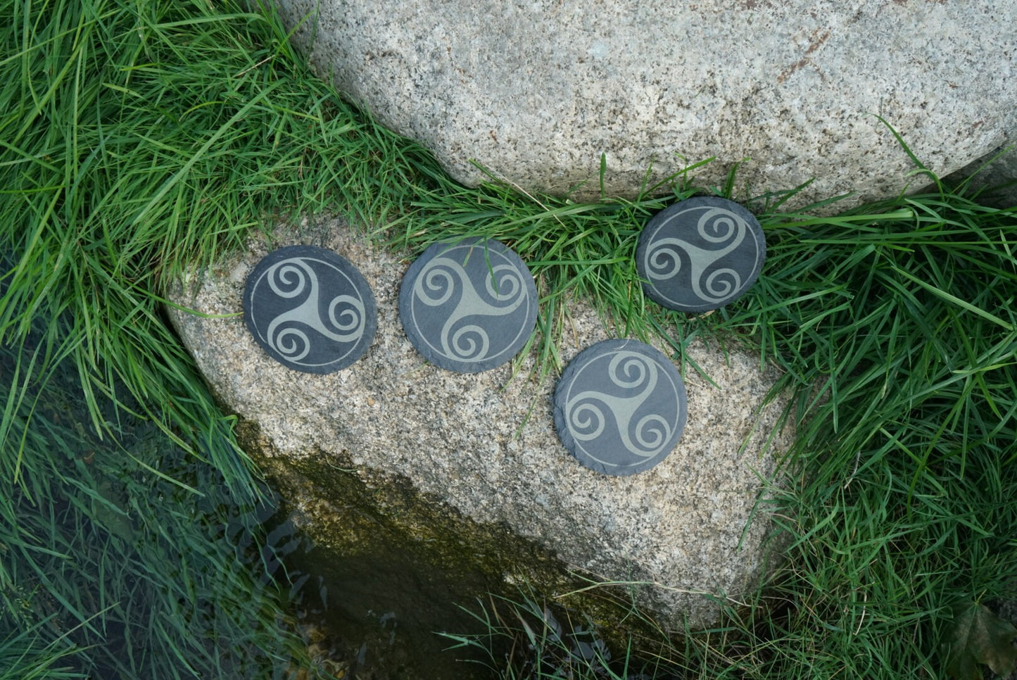 Celtic Triskelion slate coasters