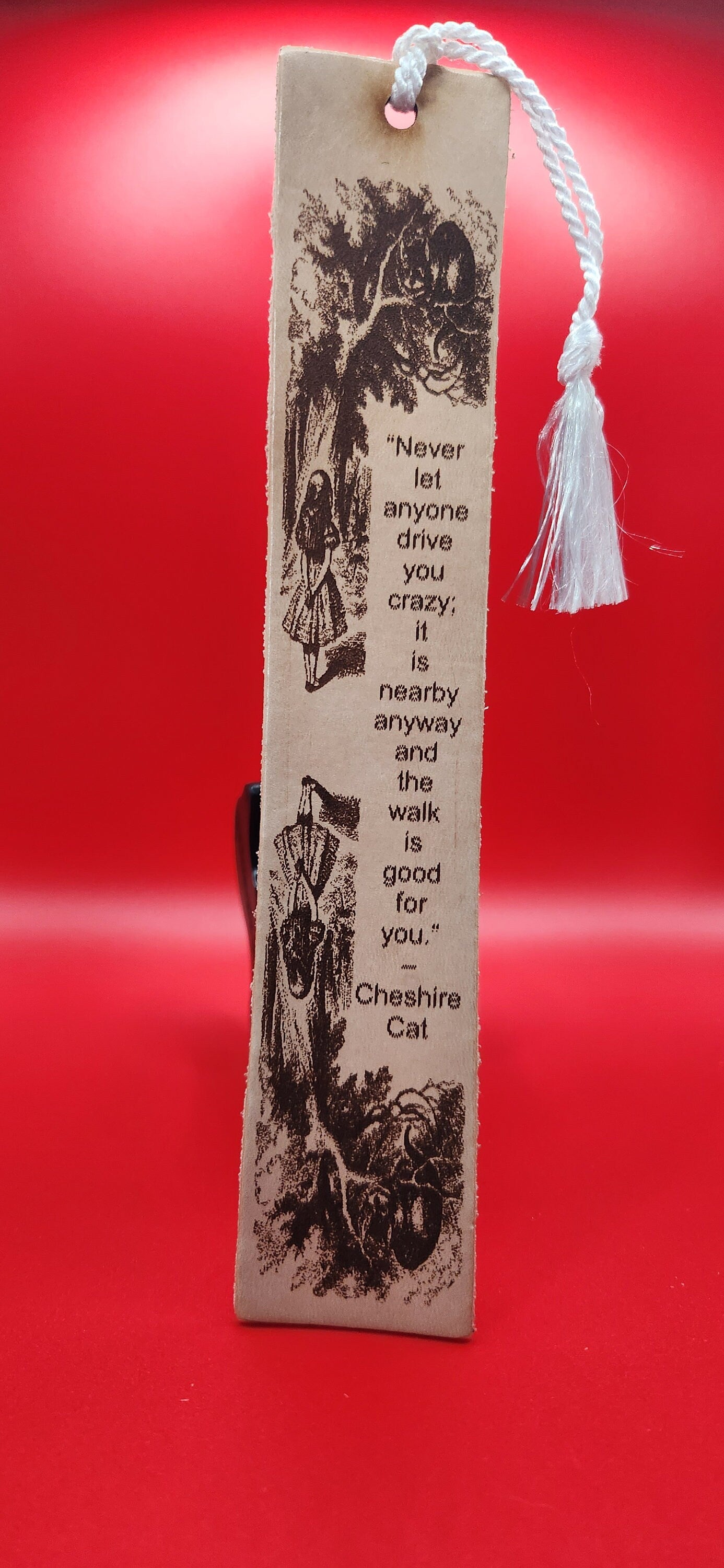 Alice's Adventures in Wonderland Chesser Cat Quote Leather Bookmark