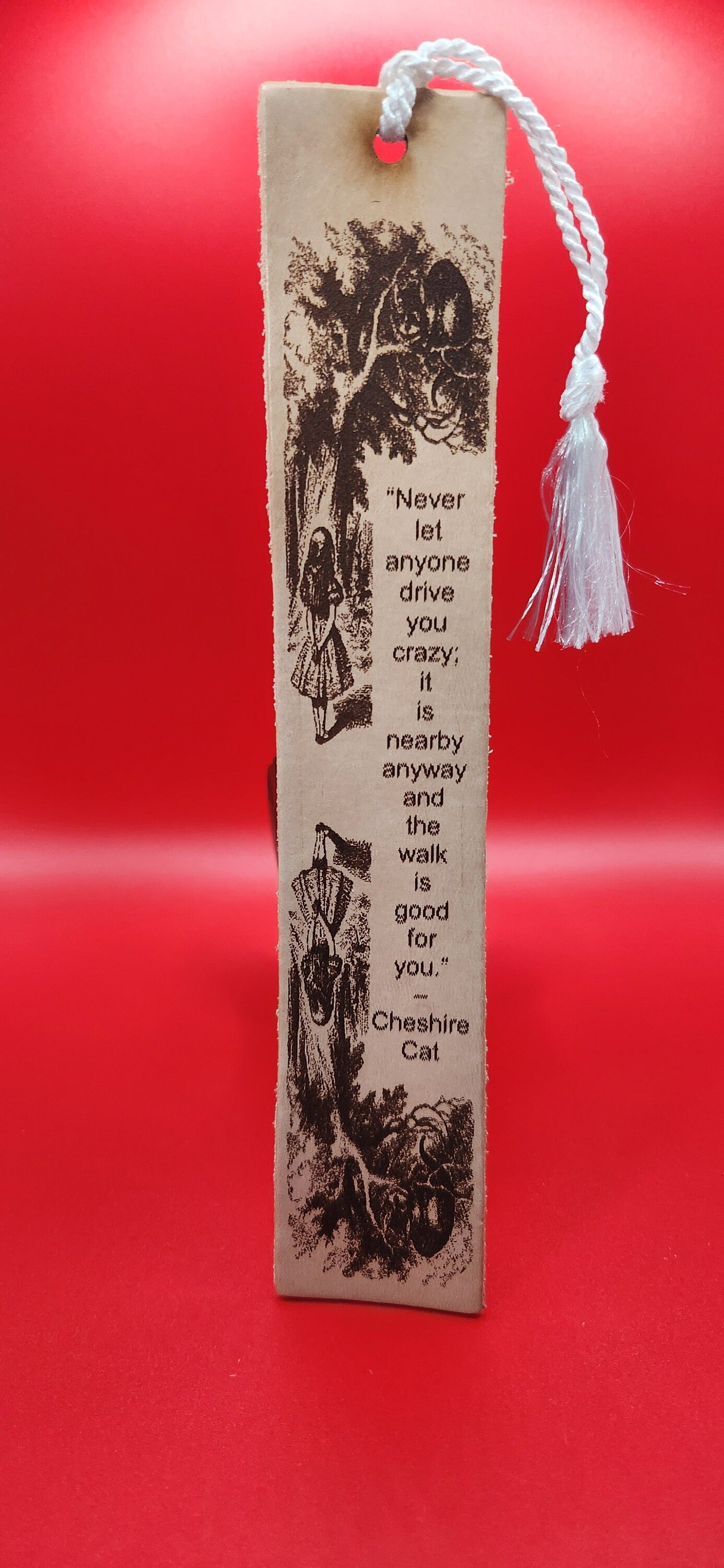 Alice's Adventures in Wonderland Chesser Cat Quote Leather Bookmark